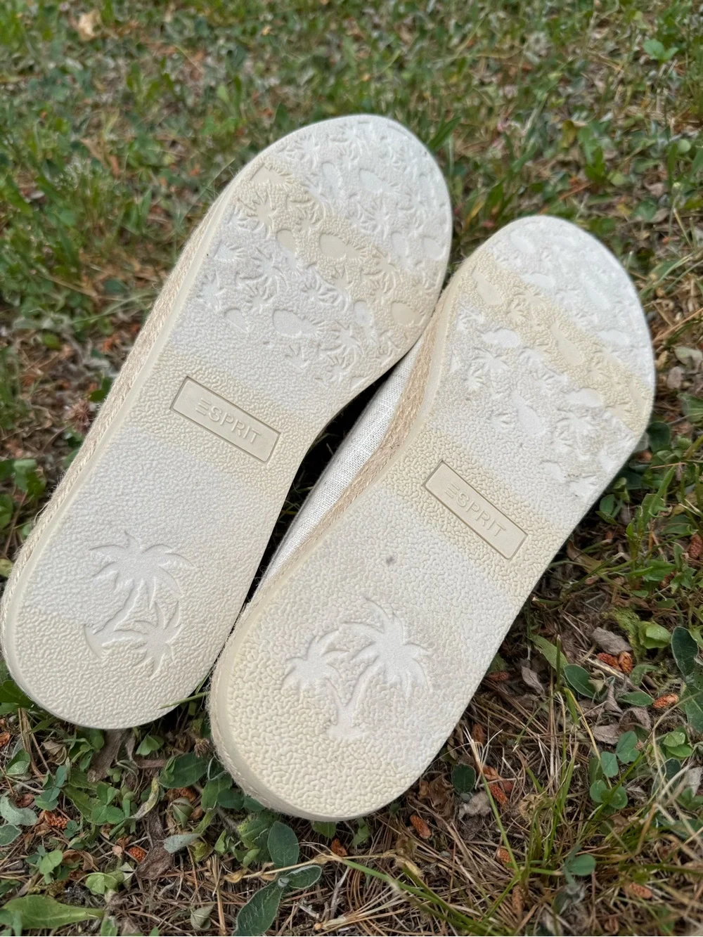 Esprit Neema Natural Linen Espadrille Mules Slip On Flats EUC, 8.5 Women’s